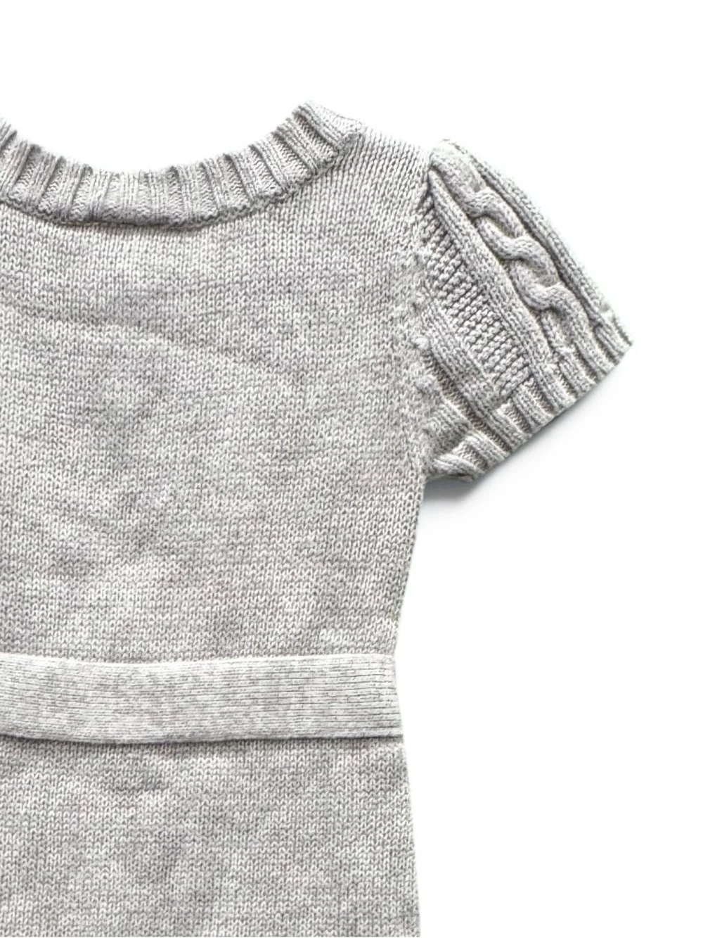 NWOT Old Navy Girls' 2T Gray Cable-Knit Short-Sleeve Belted Sweater Dress
